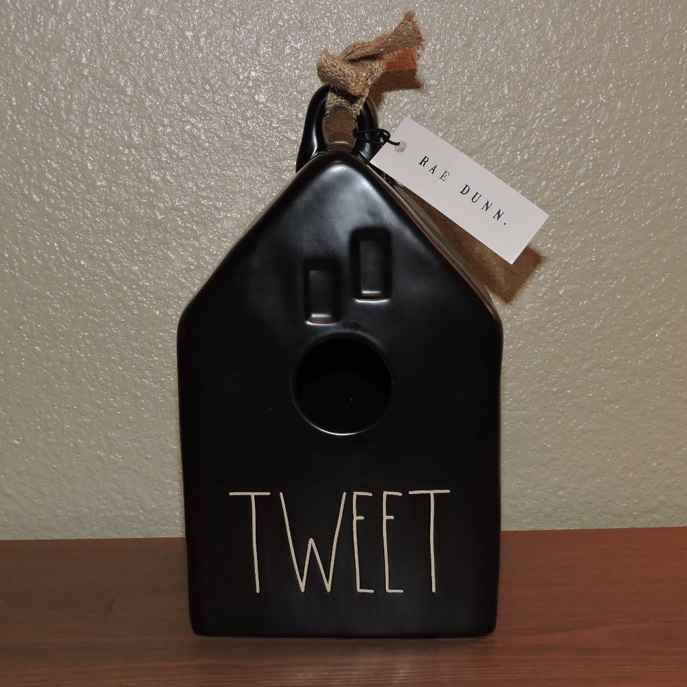 Rae Dunn Black "TWEET" Rectangle Birdhouse